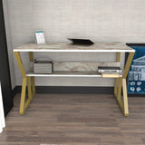 Birou Wake, Alb - Auriu, 120x60x73 cm