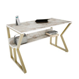 Birou Wake, Alb - Auriu, 120x60x73 cm