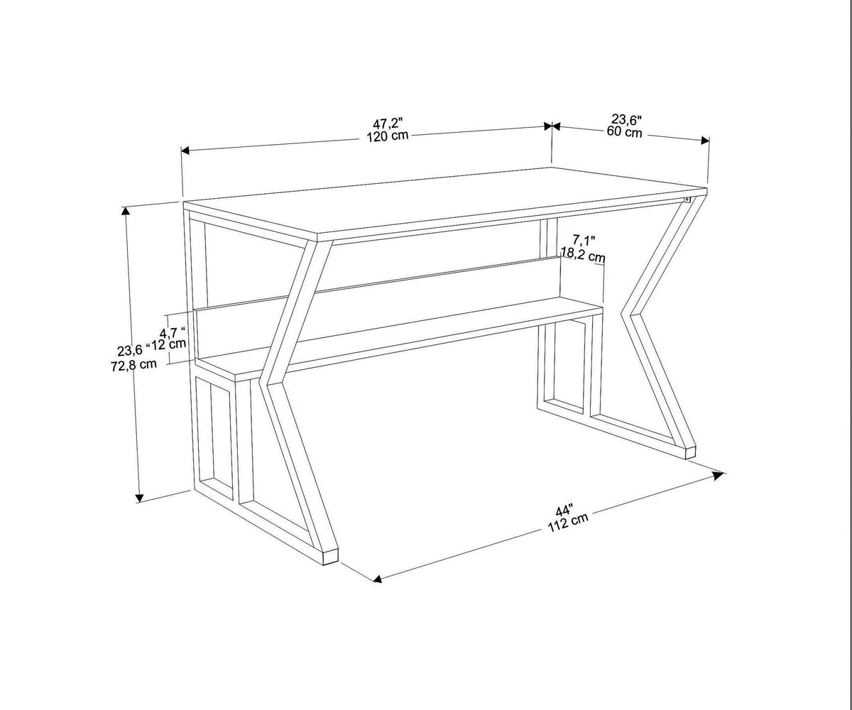 Birou Wake, Alb - Auriu, 120x60x72.8 cm, SKU 875ZNA4575, imagine 6
