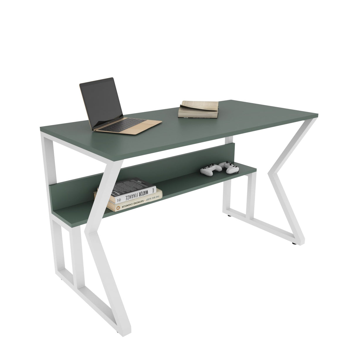 Birou Wake, Verde - Alb, 120x60x73 cm