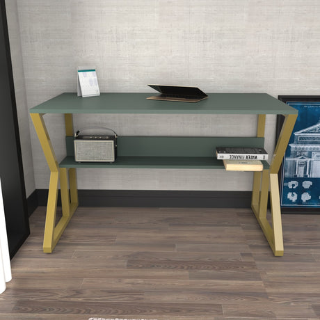 Birou Wake, Verde - Auriu, 120x60x73 cm