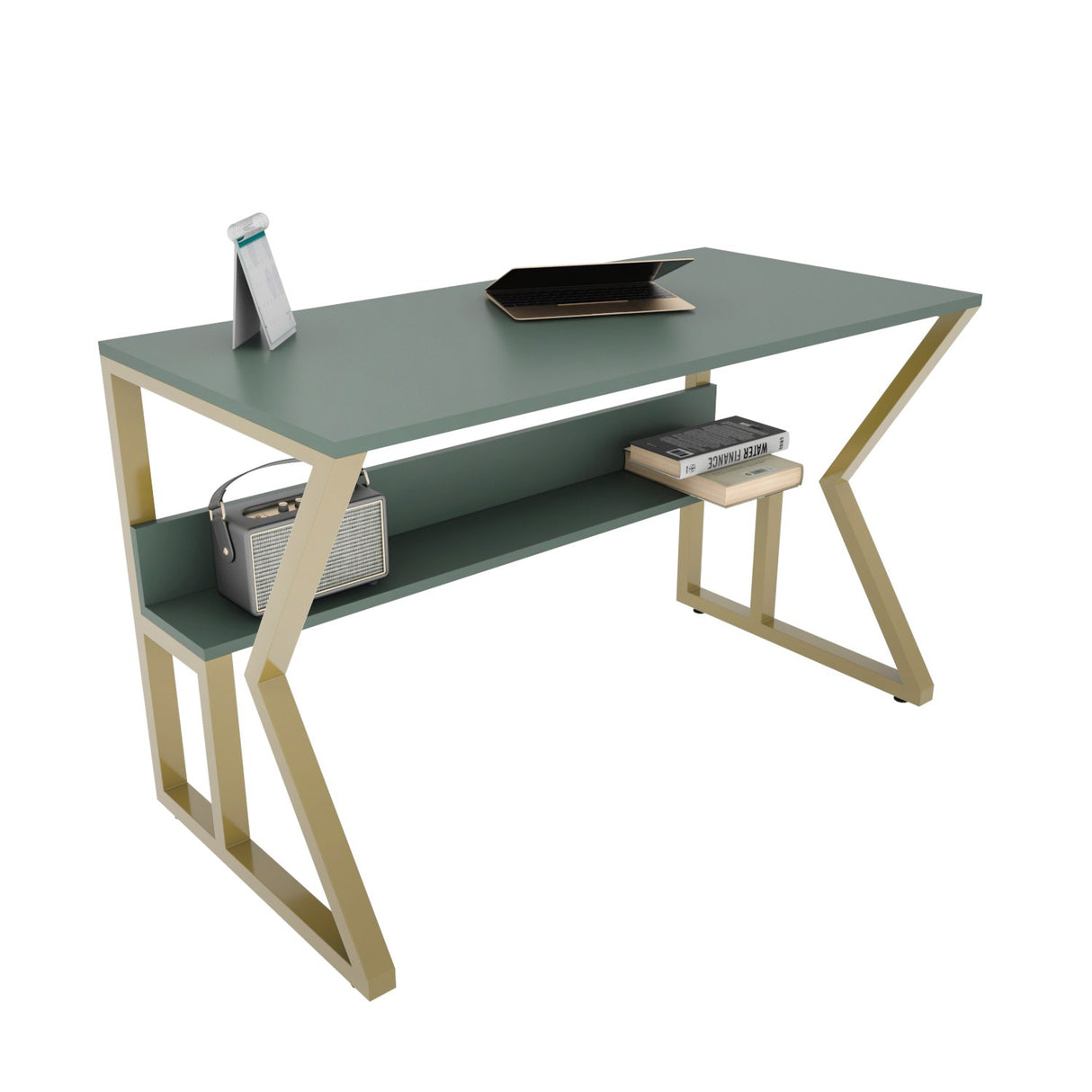 Birou Wake, Verde - Auriu, 120x60x73 cm