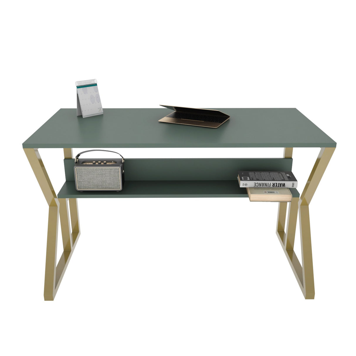 Birou Wake, Verde - Auriu, 120x60x73 cm