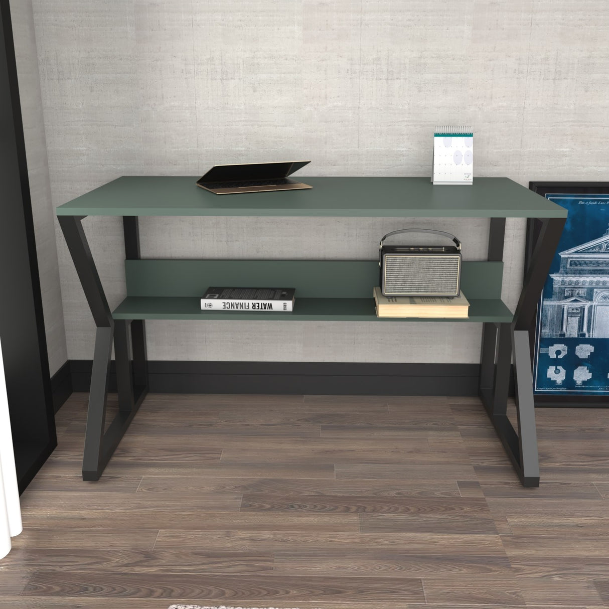 Birou Wake, Verde - Negru, 120x60x73 cm