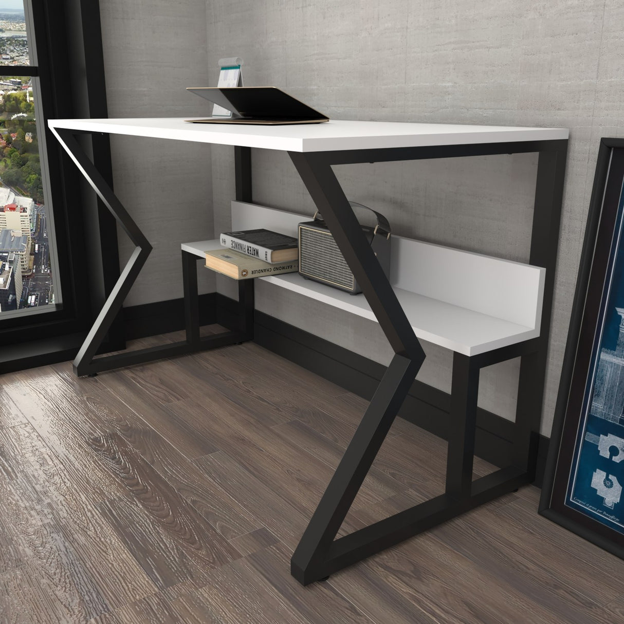 Birou Wake, Negru - Alb, 120x60x73 cm