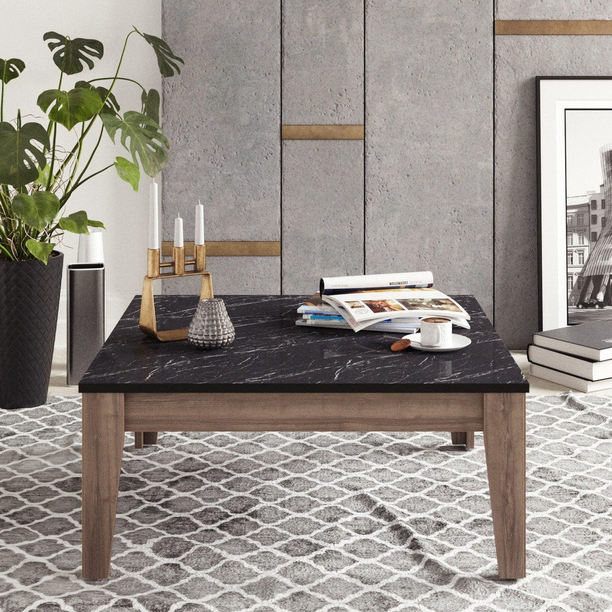 Masuta de cafea Ace, Nuc, 85x85x35 cm