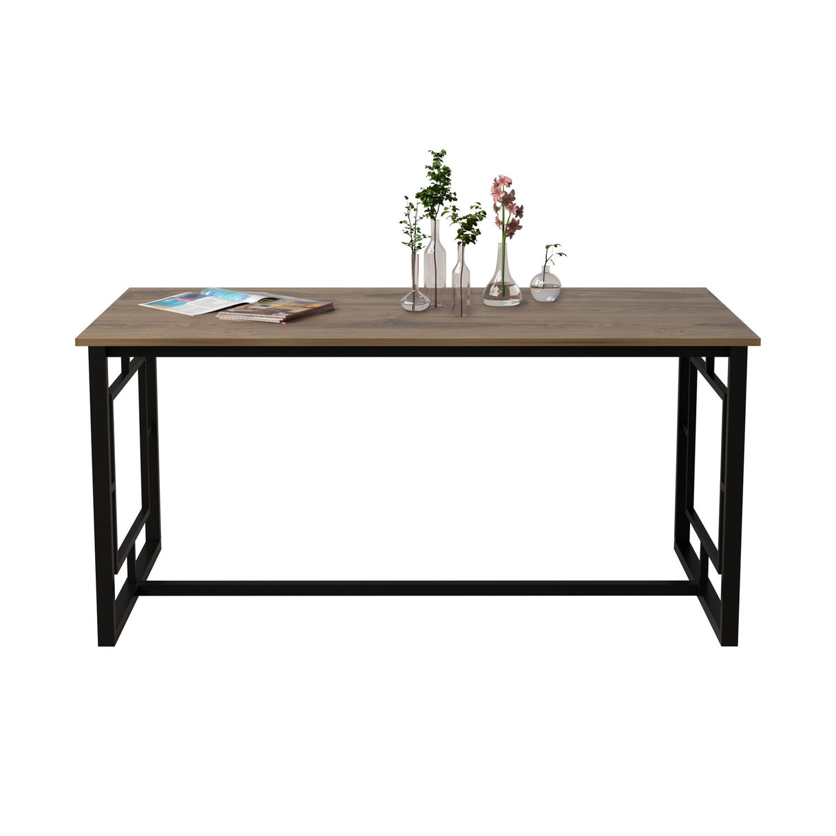 Masă dining Alin, Nuc - Negru, 160x90x76 cm