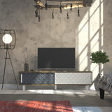 Comodă TV Rob - Ud, White, Anthracite, Stejar - Alb - Antracit, 180x35x48 cm