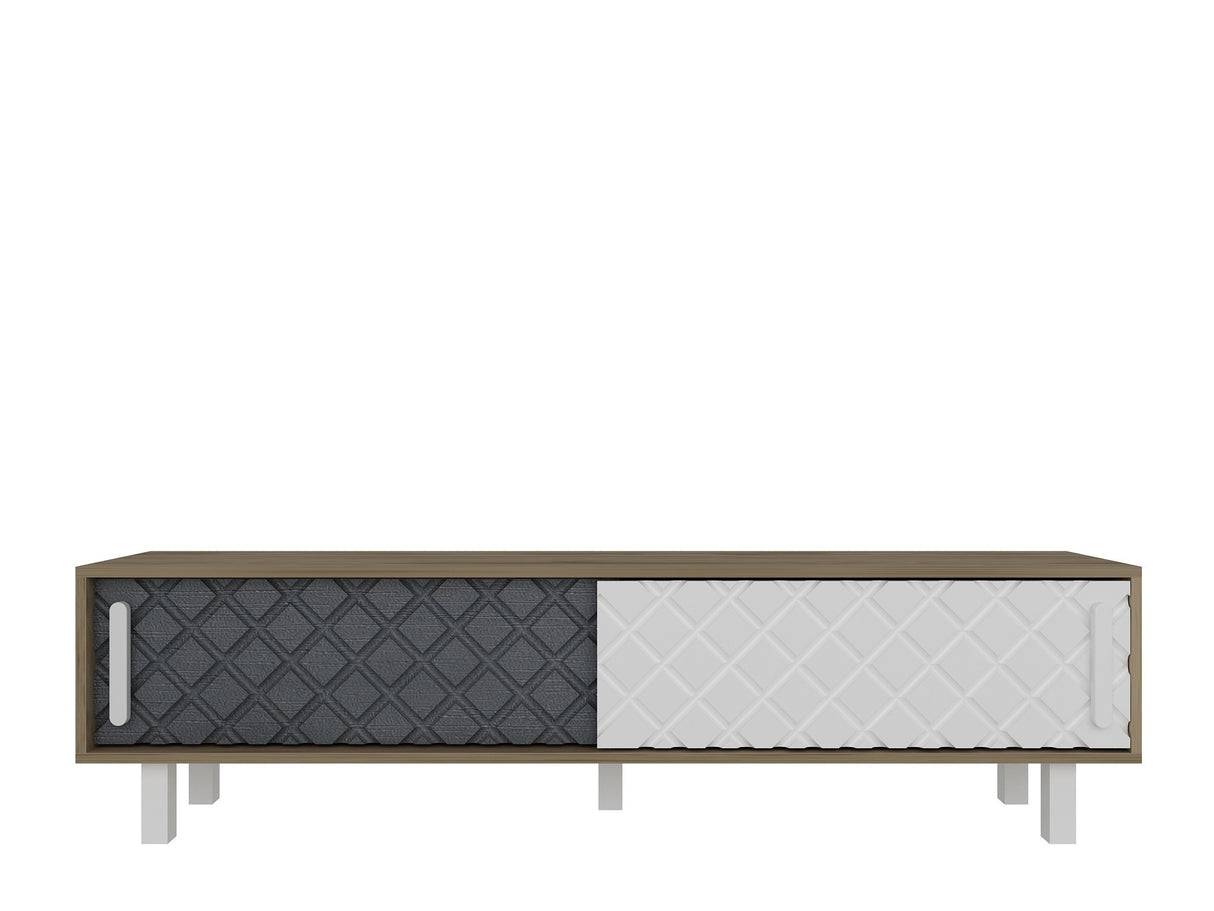 Comodă TV Rob - Ud, White, Anthracite, Stejar - Alb - Antracit, 180x35x48 cm