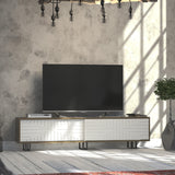 Comodă TV Askal - Ud, White, Stejar - Alb, 180x35x47 cm