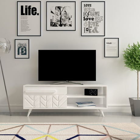 Comodă TV Venedik, Alb, 120x30x44 cm
