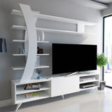 Comodă TV Duru, Alb, 180x30x162 cm