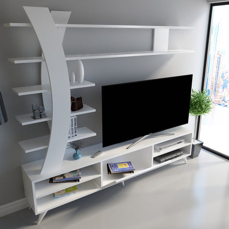 Comodă TV Duru, Alb, 180x30x162 cm