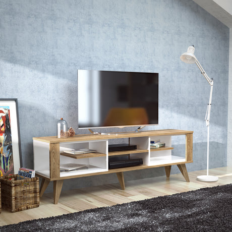Comodă TV Ionis, Stejar - Alb, 160x35x53 cm