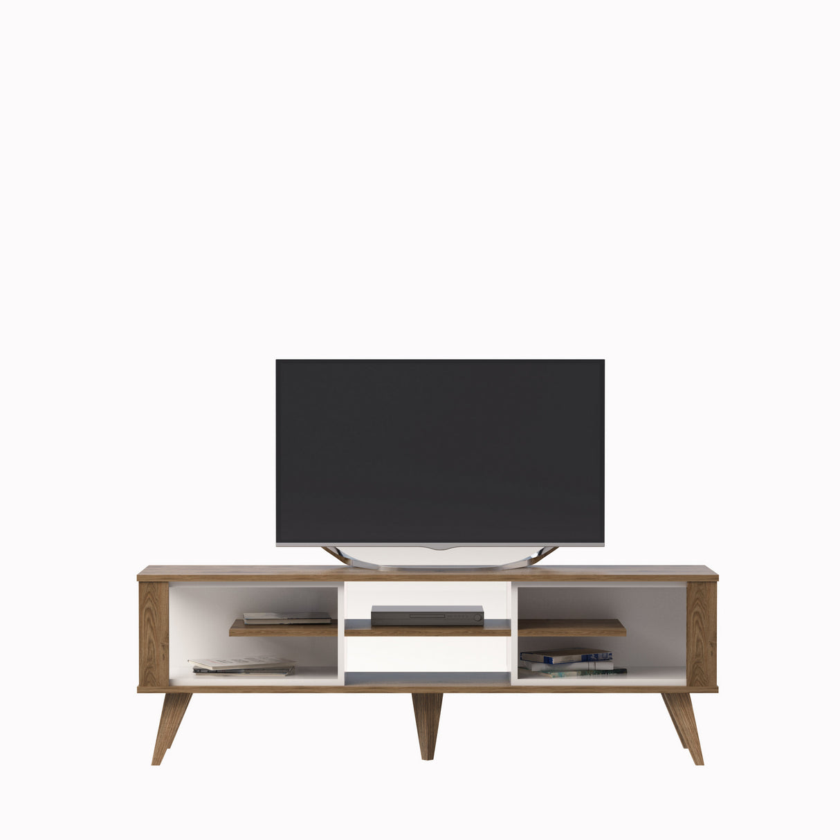 Comodă TV Ionis, Stejar - Alb, 160x35x53 cm