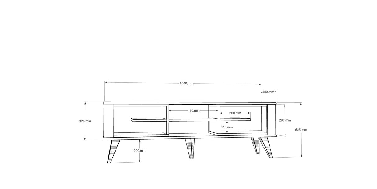 Comodă TV Ionis, Stejar - Alb, 160x35x53 cm