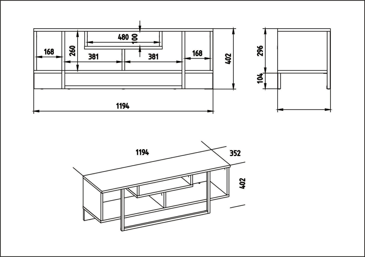 Comodă TV Asal (120), Diverse culori, 119x35x40 cm - Nuc - Negru | SKU: 875ZNA3047 | Comodă TV Asal (120), 119x35x40 cm, varianta Nuc - Negru, produs pentru amenajarea locuinței, disponibil online în România la CasaMob