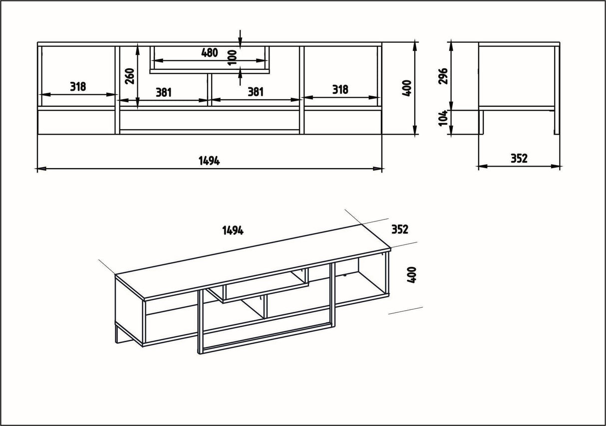 Comodă TV Asal (150), Diverse culori, 149x35x40 cm - Alb - Negru | SKU: 875ZNA3049 | Comodă TV Asal (150), 149x35x40 cm, varianta Alb - Negru, produs pentru amenajarea locuinței, disponibil online în România la CasaMob