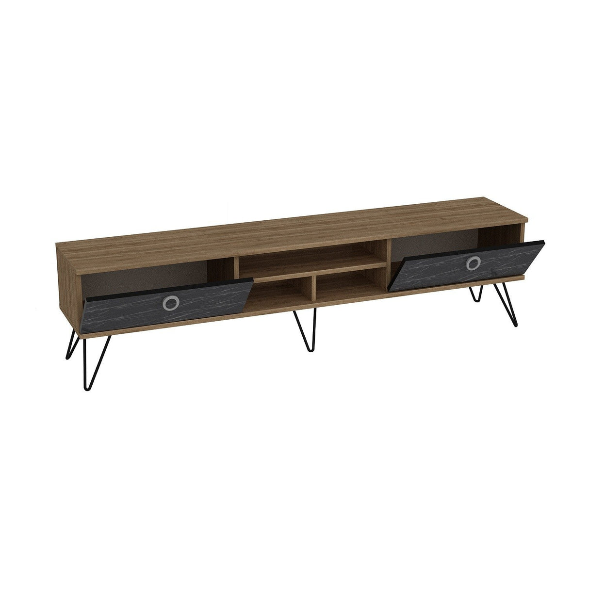 Comodă TV Lorenz, Nuc - Negru, Diverse dimensiuni - 180x35x46 cm | SKU: 875ZNA3053 | Comodă TV Lorenz, Nuc - Negru, varianta 180x35x46 cm, produs pentru amenajarea locuinței, disponibil online în România la CasaMob