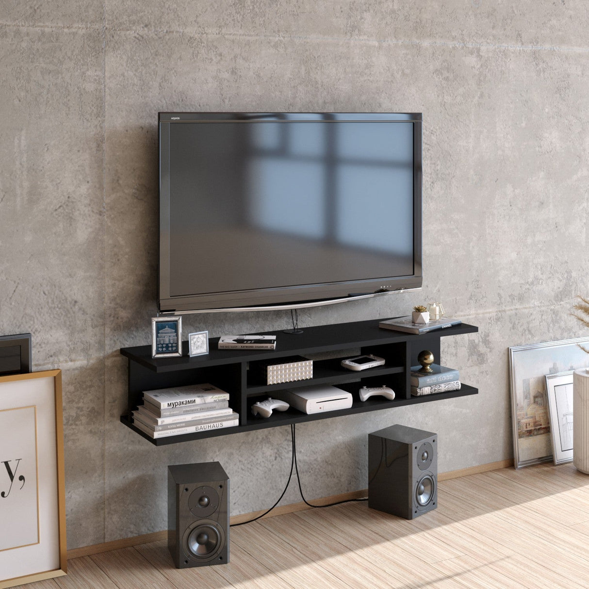 Comodă TV Pivot, Diverse culori, 120x30x23 cm - Negru | SKU: 875ZNA3062 | Comodă TV Pivot, 120x30x23 cm, varianta Negru, produs pentru amenajarea locuinței, disponibil online în România la CasaMob