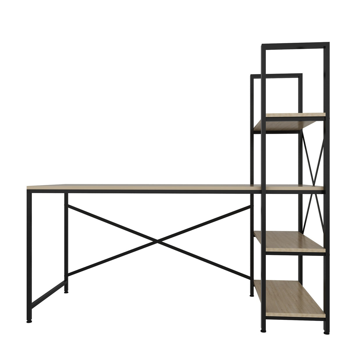 Birou Centile, Stejar - Negru, 160x60x148 cm