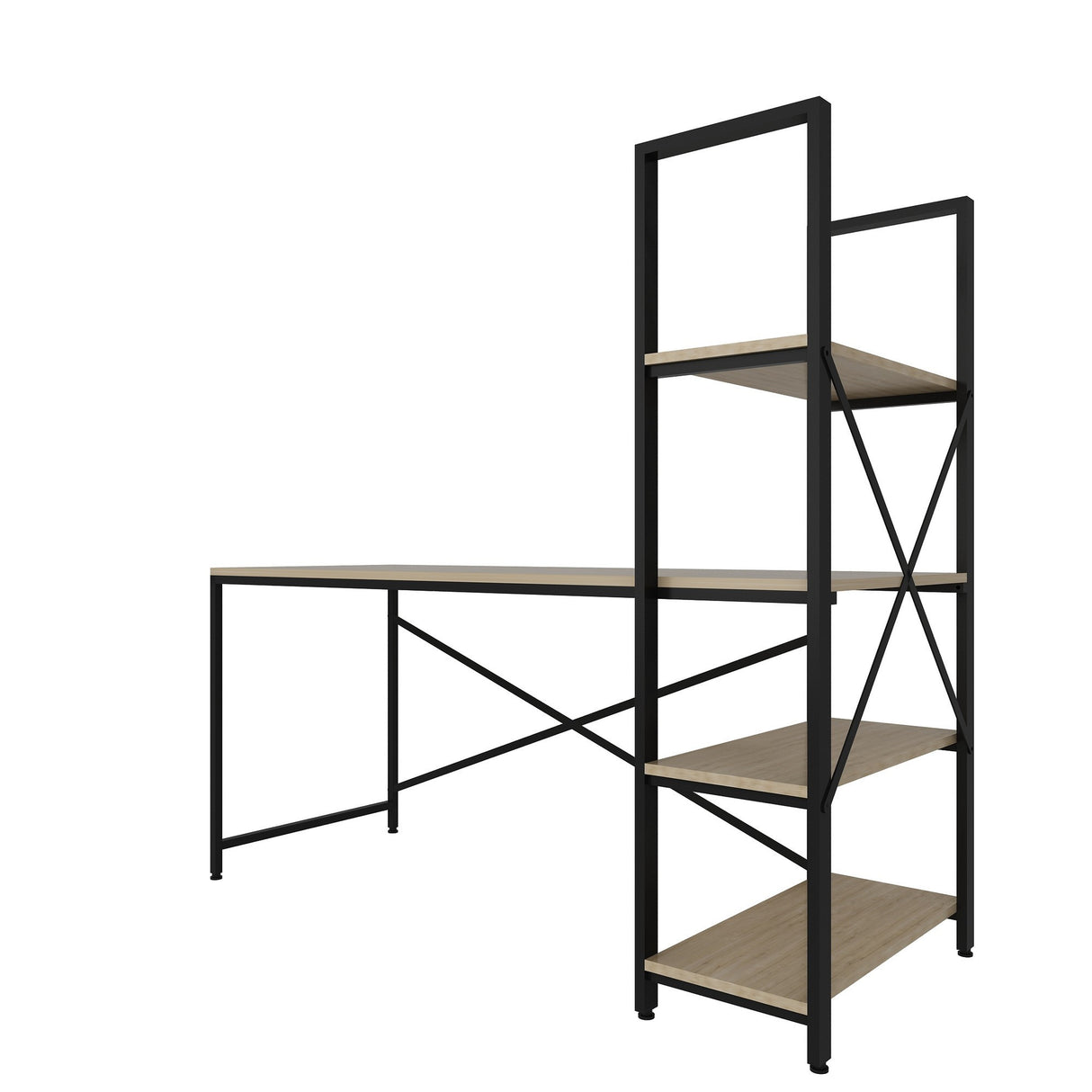 Birou Centile, Stejar - Negru, 160x60x148 cm