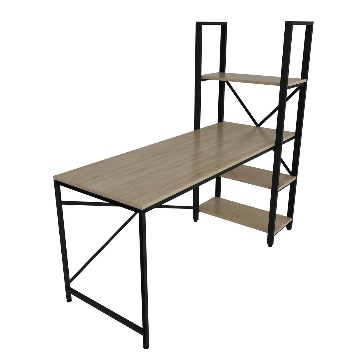 Birou Centile, Stejar - Negru, 160x60x148 cm