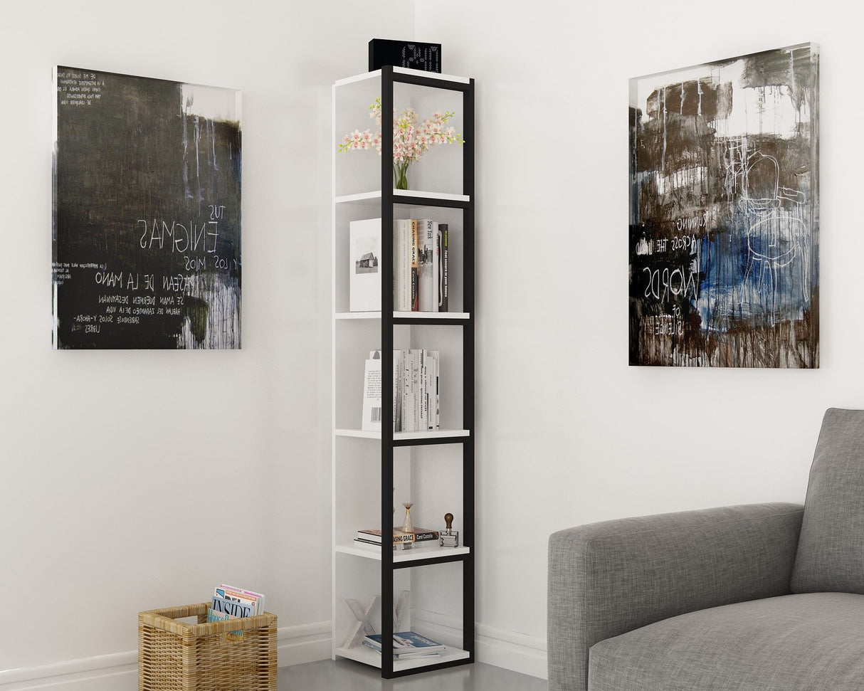 Bibliotecă Texas, Diverse culori, 34x30x180 cm - Negru - Alb | SKU: 875ZNA3611 | Bibliotecă Texas, 34x30x180 cm, varianta Negru - Alb, produs pentru amenajarea locuinței, disponibil online în România la CasaMob