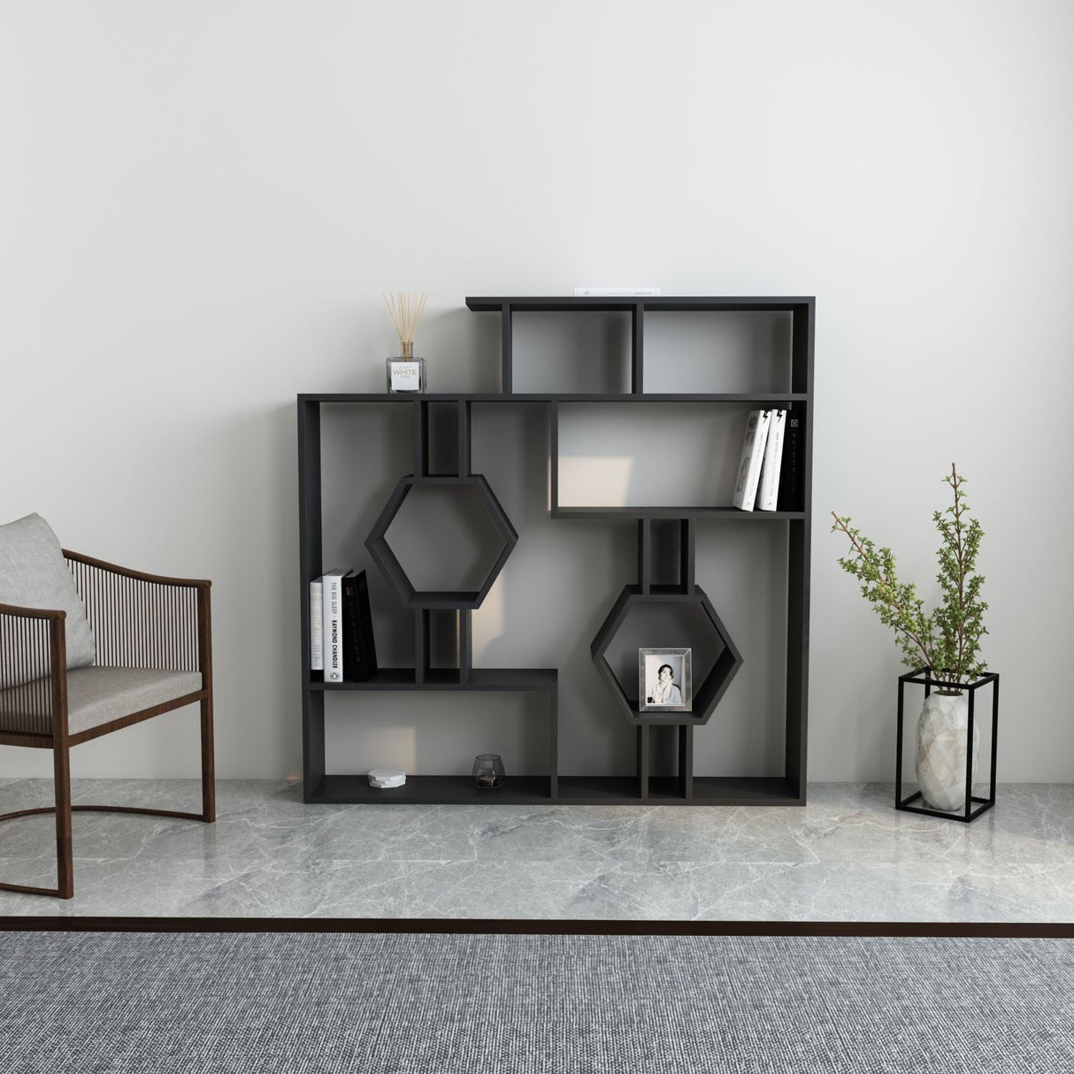Bibliotecă Tamara, Diverse culori, 134x22x134 cm - Negru | SKU: 875ZNA3640 | Bibliotecă Tamara, 134x22x134 cm, varianta Negru, produs pentru amenajarea locuinței, disponibil online în România la CasaMob