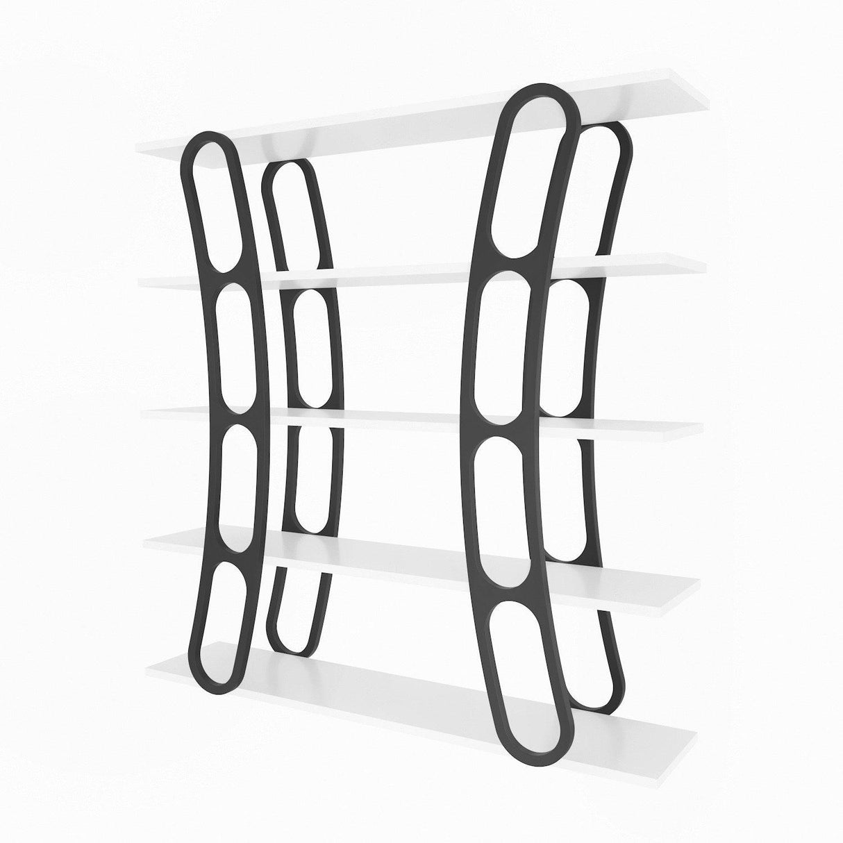 Biblioteca Dara Dessign 3D cu 5 Rafturi, 120 X 120 X 25 Cm - Alb negru, SKU 875ZNA4503