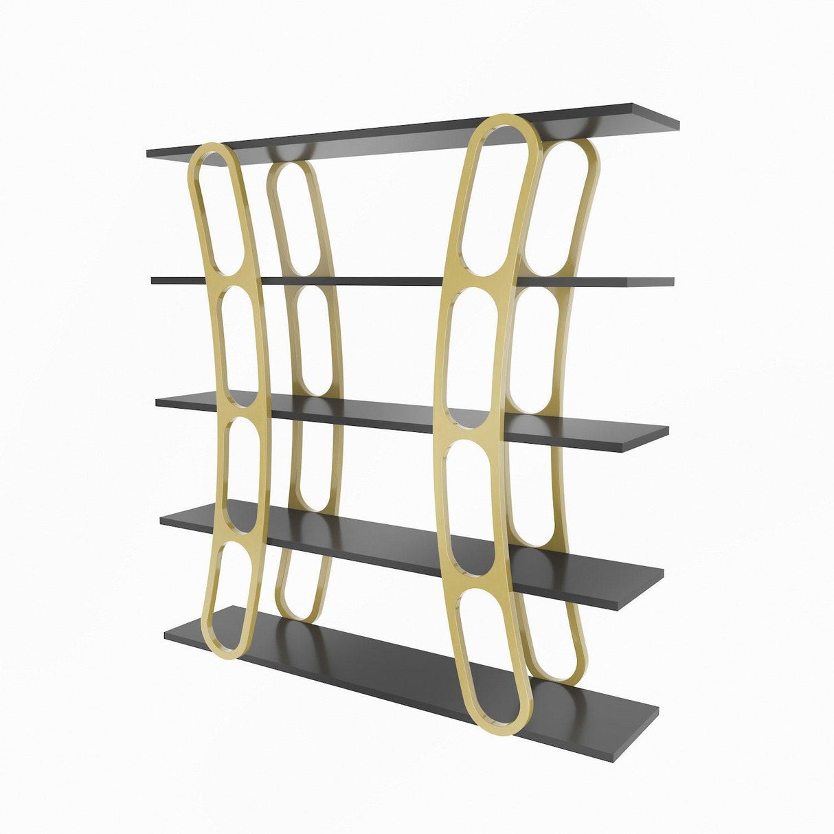 Biblioteca Dara Dessign 3D cu 5 Rafturi, 120 X 120 X 25 Cm - Auriu Negru, SKU 875ZNA4503