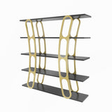 Biblioteca Dara Dessign 3D cu 5 Rafturi, 120 X 120 X 25 Cm - Auriu Negru, SKU 875ZNA4503