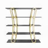 Biblioteca Dara Dessign 3D cu 5 Rafturi, 120 X 120 X 25 Cm - Auriu Negru, SKU 875ZNA4503