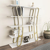 Biblioteca Dara Dessign 3D cu 5 Rafturi, 120 X 120 X 25 Cm - Auriu alb, SKU 875ZNA4503
