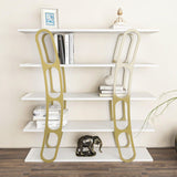 Biblioteca Dara Dessign 3D cu 5 Rafturi, 120 X 120 X 25 Cm - Auriu alb, SKU 875ZNA4503