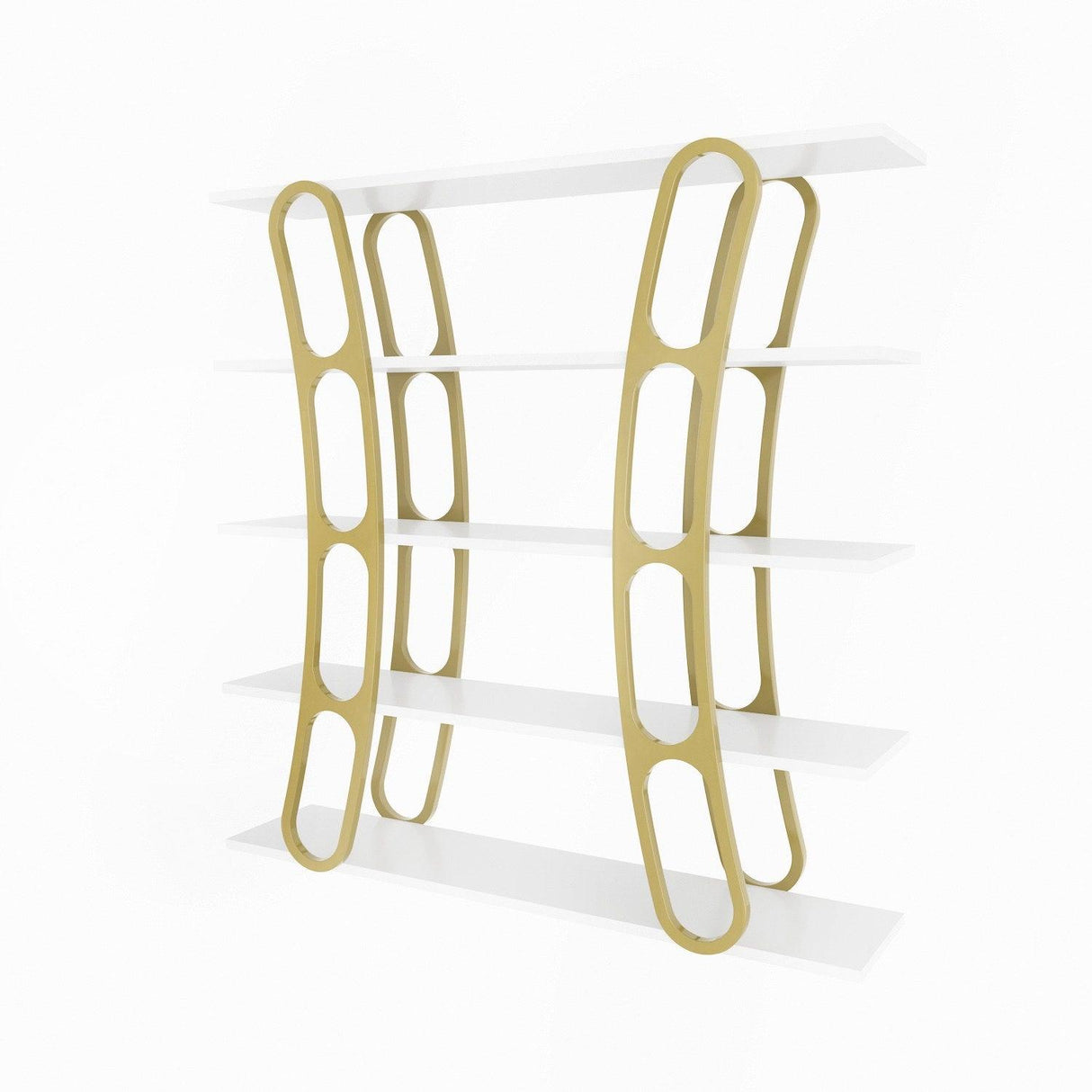 Biblioteca Dara Dessign 3D cu 5 Rafturi, 120 X 120 X 25 Cm - Auriu alb, SKU 875ZNA4503