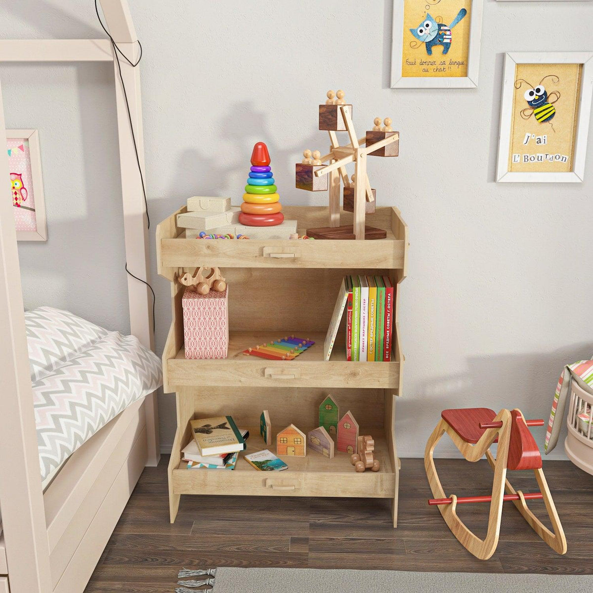Biblioteca Copii Sefa cu 3 Rafturi, Stejar, 65 X 80 X 34 Cm, SKU 875ZNA4518