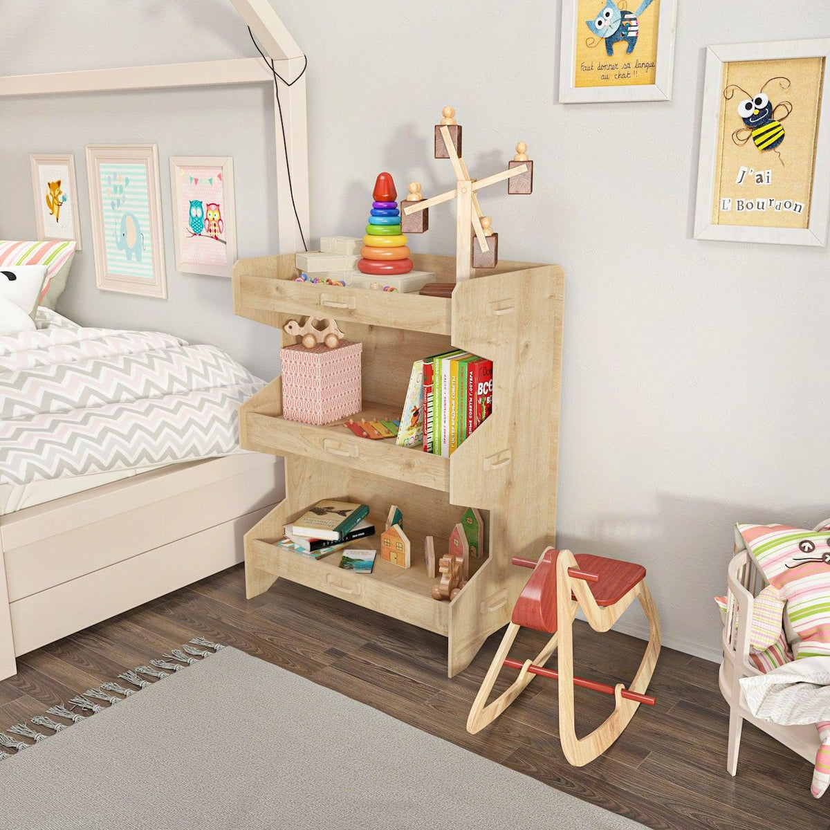 Biblioteca Copii Sefa cu 3 Rafturi, Stejar, 65 X 80 X 34 Cm, SKU 875ZNA4518