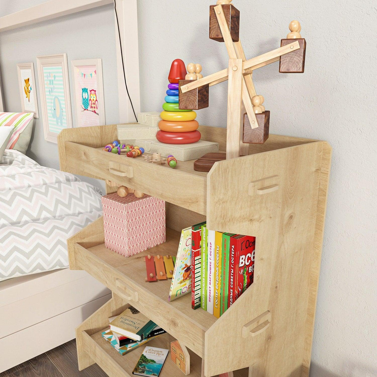 Biblioteca Copii Sefa cu 3 Rafturi, Stejar, 65 X 80 X 34 Cm, SKU 875ZNA4518