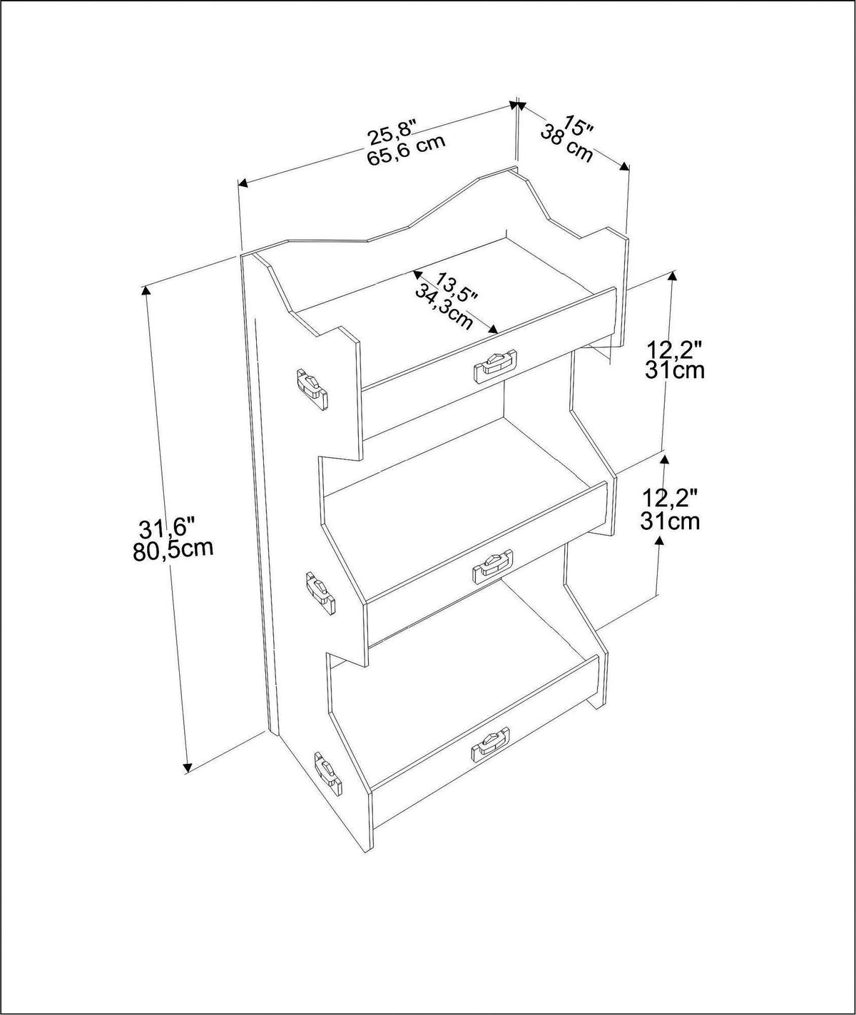 Biblioteca Copii Sefa cu 3 Rafturi, Stejar, 65 X 80 X 34 Cm, SKU 875ZNA4518