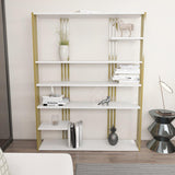 Biblioteca Manny Elegant, 6 Rafturi, 120 X 160 X 30 Cm - Auriu alb, SKU 875ZNA4519