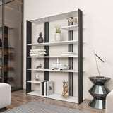 Biblioteca Manny Elegant, 6 Rafturi, 120 X 160 X 30 Cm - Alb negru, SKU 875ZNA4519