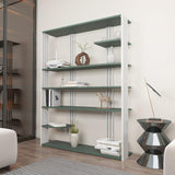 Biblioteca Manny Elegant, 6 Rafturi, 120 X 160 X 30 Cm - Verde Alb, SKU 875ZNA4519