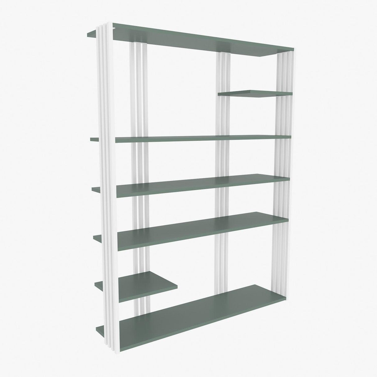 Biblioteca Manny Elegant, 6 Rafturi, 120 X 160 X 30 Cm - Verde Alb, SKU 875ZNA4519