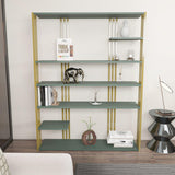 Biblioteca Manny Elegant, 6 Rafturi, 120 X 160 X 30 Cm - Auriu verde, SKU 875ZNA4519