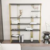 Biblioteca Manny Elegant, 6 Rafturi, 120 X 160 X 30 Cm - Auriu antracit, SKU 875ZNA4519