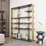 Biblioteca Manny Elegant, 6 Rafturi, 120 X 160 X 30 Cm - Auriu antracit, SKU 875ZNA4519