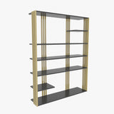 Biblioteca Manny Elegant, 6 Rafturi, 120 X 160 X 30 Cm - Auriu antracit, SKU 875ZNA4519