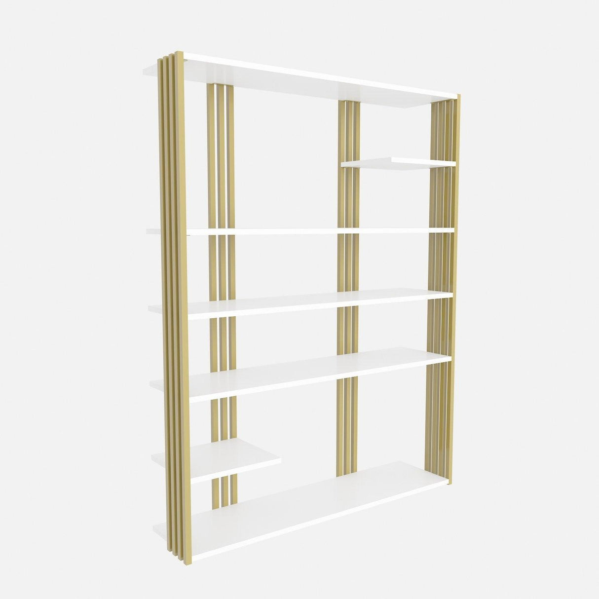 Biblioteca Manny Elegant, 6 Rafturi, 120 X 160 X 30 Cm - Auriu alb, SKU 875ZNA4519