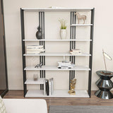 Biblioteca Manny Elegant, 6 Rafturi, 120 X 160 X 30 Cm - Alb negru, SKU 875ZNA4519